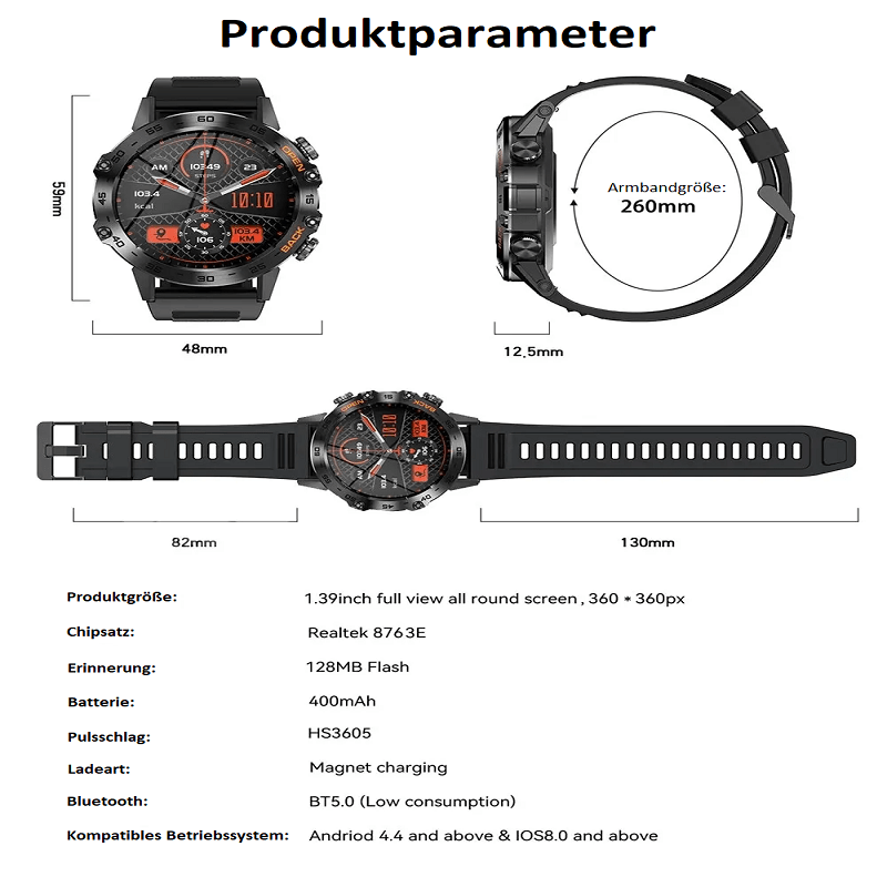 Smart Fitness Watch - Blood Oxygen and Heart Rate Monitor